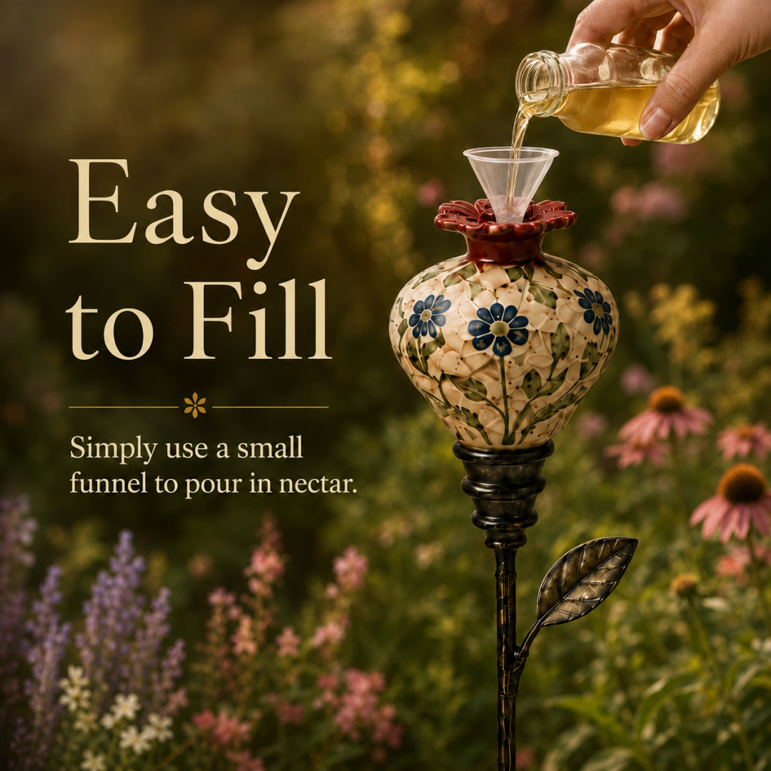 Vintage Hummingbird Feeder Garden Stake