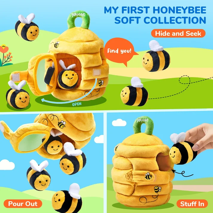 Bee Hive Sensory Plush Set – Soft Montessori Toy for Toddlers