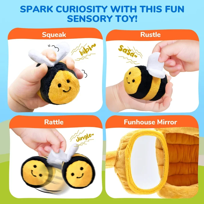 Bee Hive Sensory Plush Set – Soft Montessori Toy for Toddlers