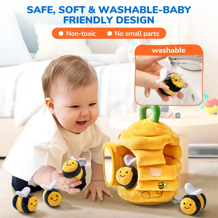 Bee Hive Sensory Plush Set – Soft Montessori Toy for Toddlers