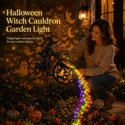 🧙 Halloween Witch Cauldron Garden Light | Glowing Outdoor Yard Decort 🎃 👻