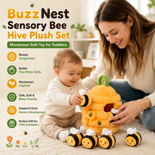 Bee Hive Sensory Plush Set – Soft Montessori Toy for Toddlers