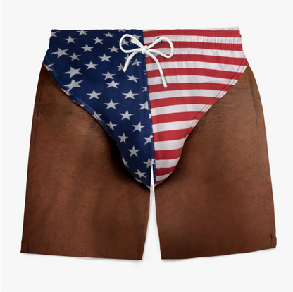 Custom Funny Patriotic Men Swim Trunks - Personalized Summer Vacation And Travel Gifts For Men - Freedom And Chill