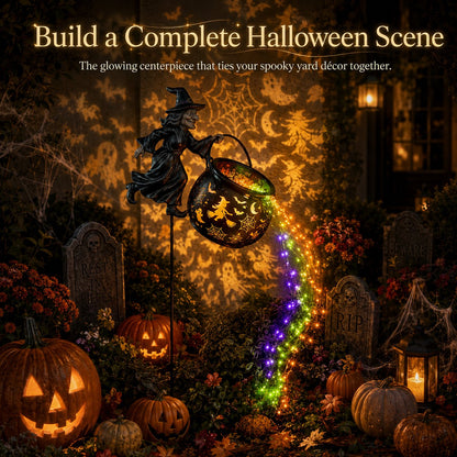 🧙 Halloween Witch Cauldron Garden Light | Glowing Outdoor Yard Decort 🎃 👻