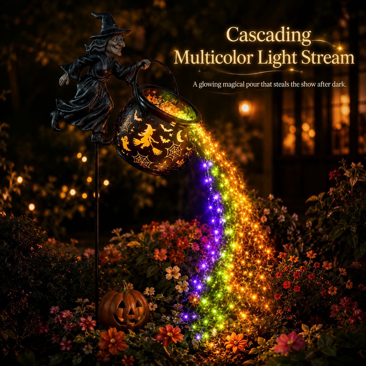 🧙 Halloween Witch Cauldron Garden Light | Glowing Outdoor Yard Decort 🎃 👻