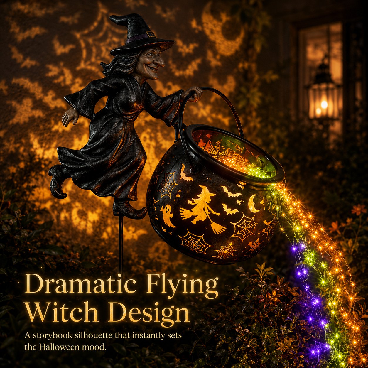 🧙 Halloween Witch Cauldron Garden Light | Glowing Outdoor Yard Decort 🎃 👻