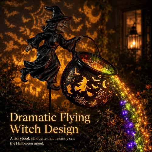 🧙 Halloween Witch Cauldron Garden Light | Glowing Outdoor Yard Decort 🎃 👻