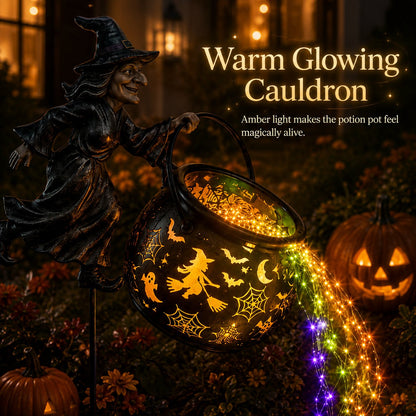 🧙 Halloween Witch Cauldron Garden Light | Glowing Outdoor Yard Decort 🎃 👻